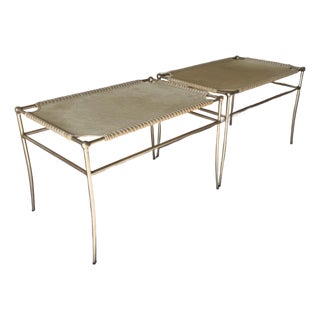 Mid 19th Century Animal Hide and Leather Whipstitch Benches For Sale