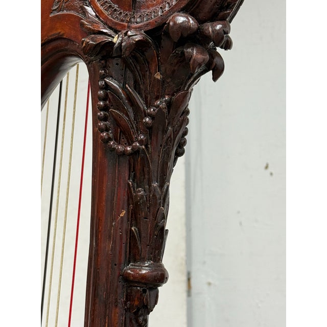Brown 18th Century French Harp With Hand Painted Chinoiserie Motifs For Sale - Image 8 of 12