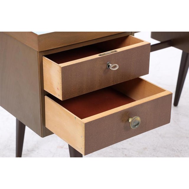 Brown Mid-Century Desk with Formica Surface and Drawers, 1950s-1960s For Sale - Image 8 of 14