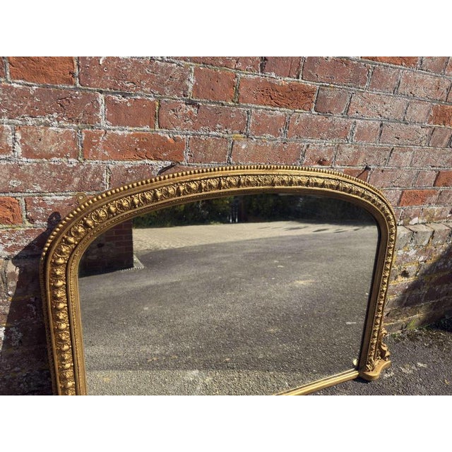 Antique English Arched Top Gilt Overmantle Mirror, 1800s For Sale - Image 5 of 7
