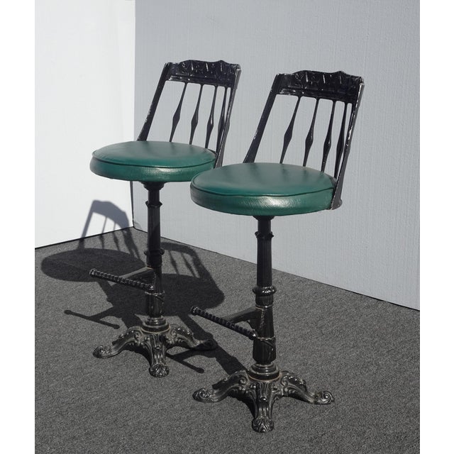 Vintage Spanish Revival Green Cast Iron Swivel Bar Stools Mid Century Mod a Pair Chairish
