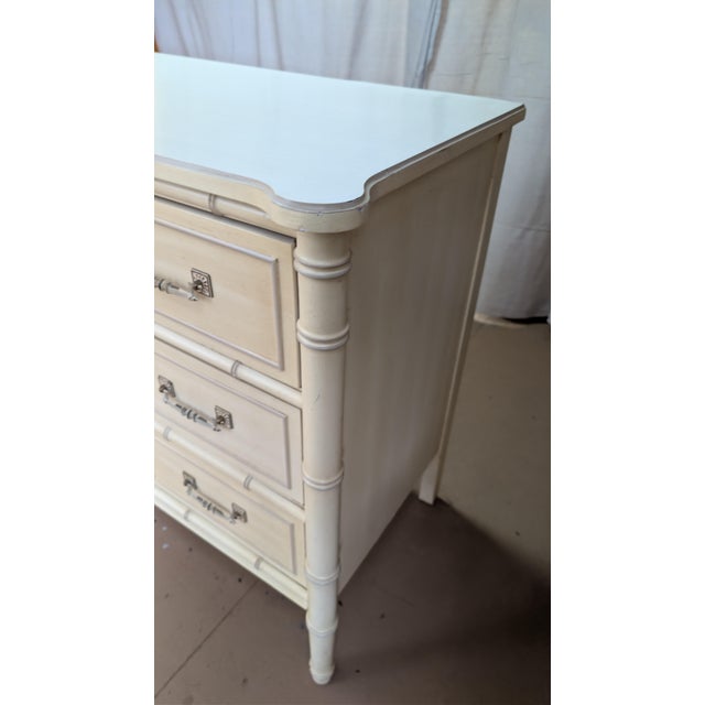 Vintage Henry Link Bali Hai Faux Bamboo 9-Drawer Triple Dresser, Original Finish For Sale - Image 12 of 14