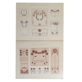 German Decorator Prints C1900 - Sepia Floral S/2 For Sale