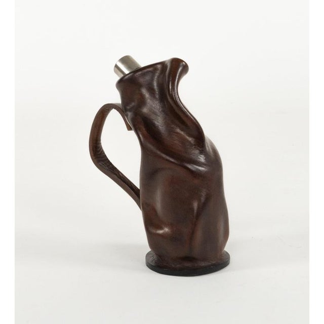Mid-Century Liqueur Bottle in Brown Leather and Glass, Italy, 1960s For Sale - Image 13 of 14