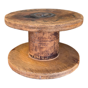 Likely Antique Industrial Wooden Textile Mill Spool With Likely Iron Center