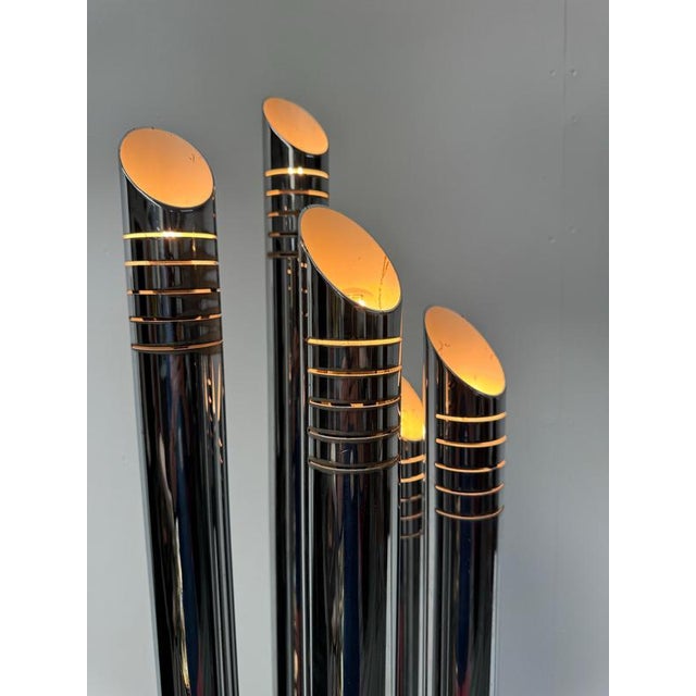 Tubular Chrome 5-Arm Floor Lamp by Gaetano Sciolari, 1965 For Sale - Image 3 of 9