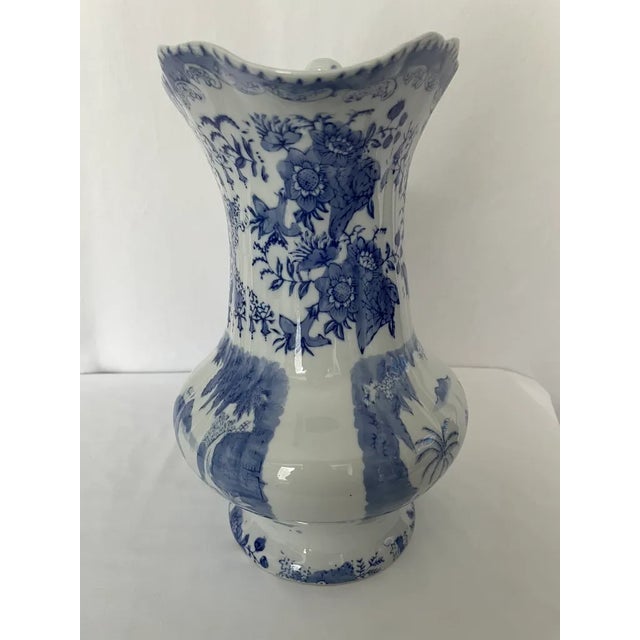 1980s 1980s Vintage Blue and White Asian Jug and Basin Set For Sale - Image 5 of 10