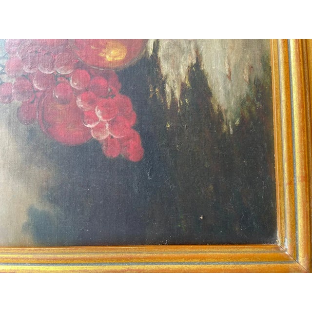 Late 19th Century 19th Century American Oil Painting Still Life With Fruit and Grapes. For Sale - Image 5 of 13