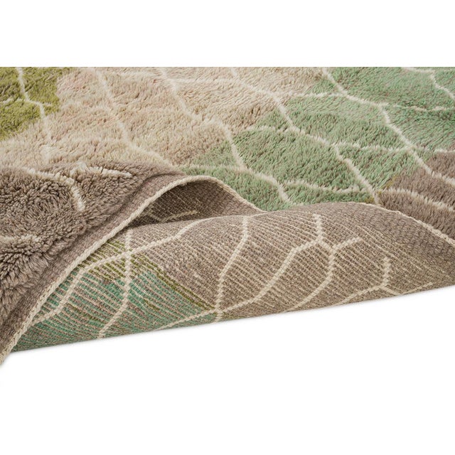Khaki Large Hand-Knotted Wool Premium Rug by Azele Studio For Sale - Image 8 of 11