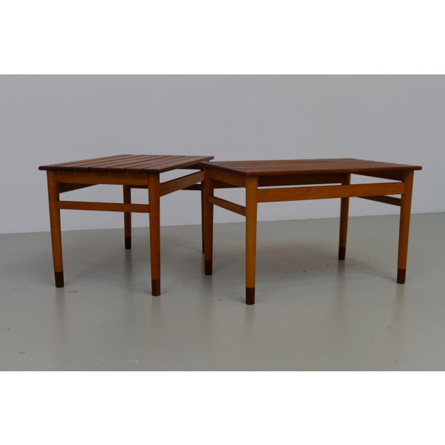 Brown Danish Modern Side Tables in Teak and Beech, 1950s, Set of 2 For Sale - Image 8 of 18