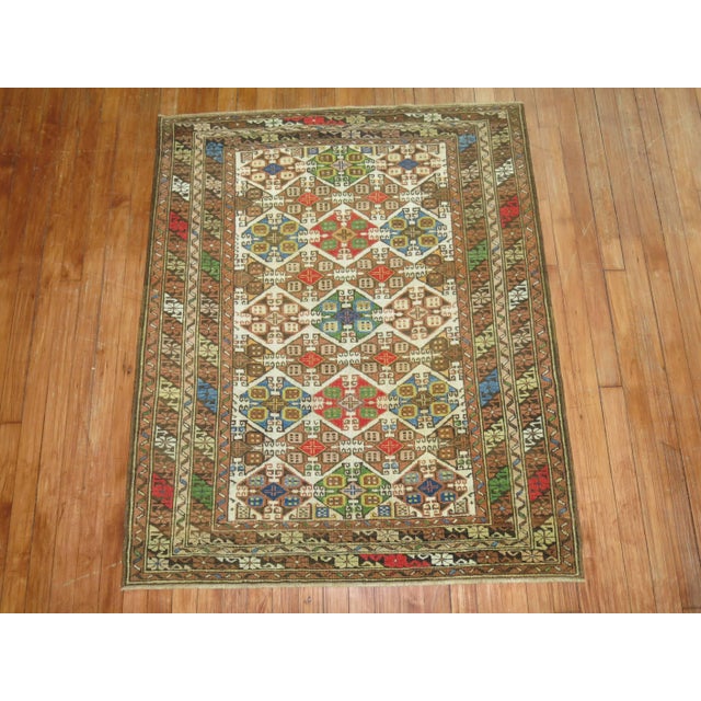 Zabihi Collection Colorful Antique Caucasian Rug - 3'6" x 4'8" For Sale In New York - Image 6 of 6