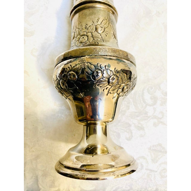 Metal Circa 1880’s Silver Plated Blown Out Flowers Muffineer For Sale - Image 7 of 10