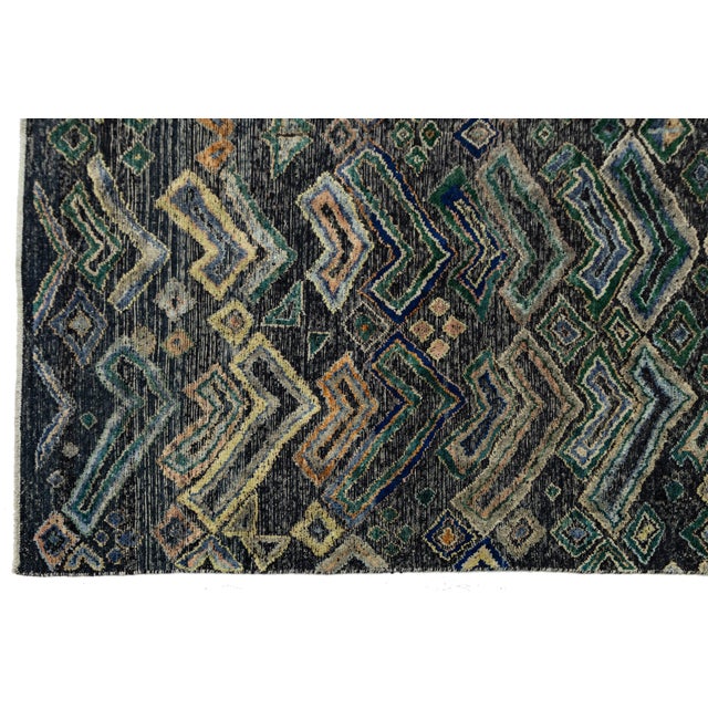 Textile Modern African-Inspired Tulu Rug – Geometric Tribal Zig-Zag Hand-Knotted Wool For Sale - Image 7 of 11