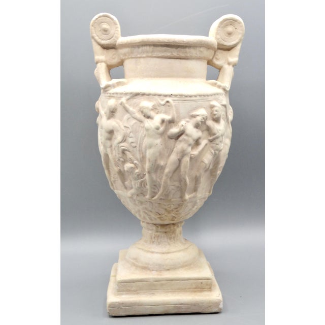Antique White Grand Tour Style White Figural Greek Urn Vase For Sale - Image 8 of 11