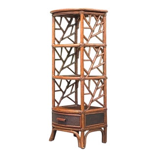Vintage Boho Rattan Etagere For Sale