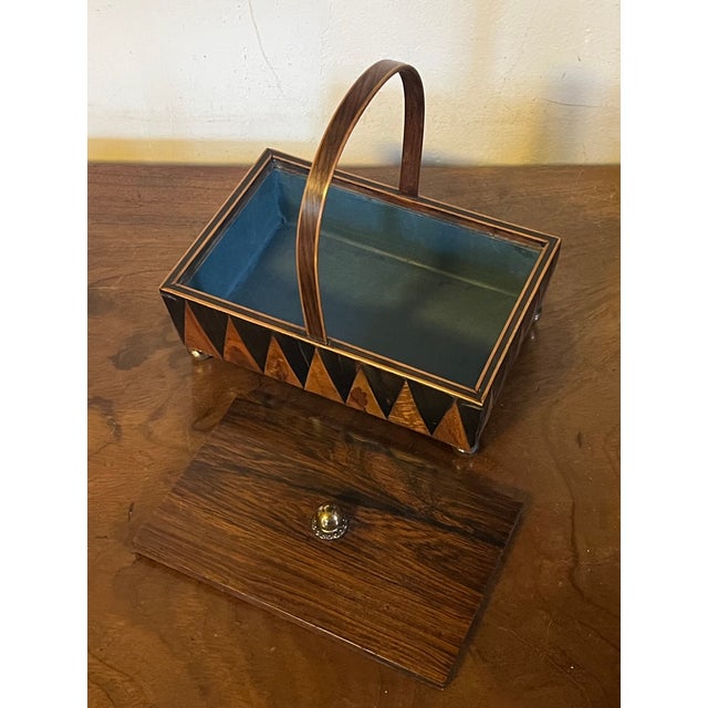 Antique Early 19th Century English George III Exotic Wood Harlequin Desk Box for Stationery or Sewing Pannier For Sale - Image 15 of 15