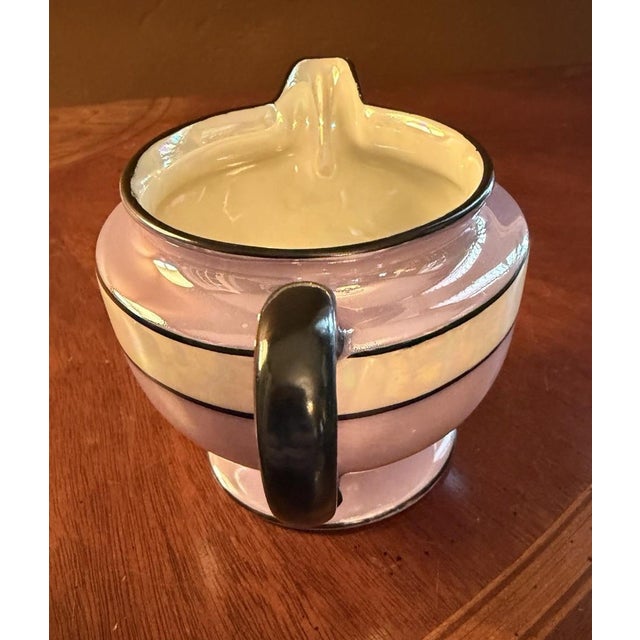 1930s Art Deco Fraunfelter China Lusterware Cream & Sugar Set - Purple & Black For Sale - Image 12 of 12