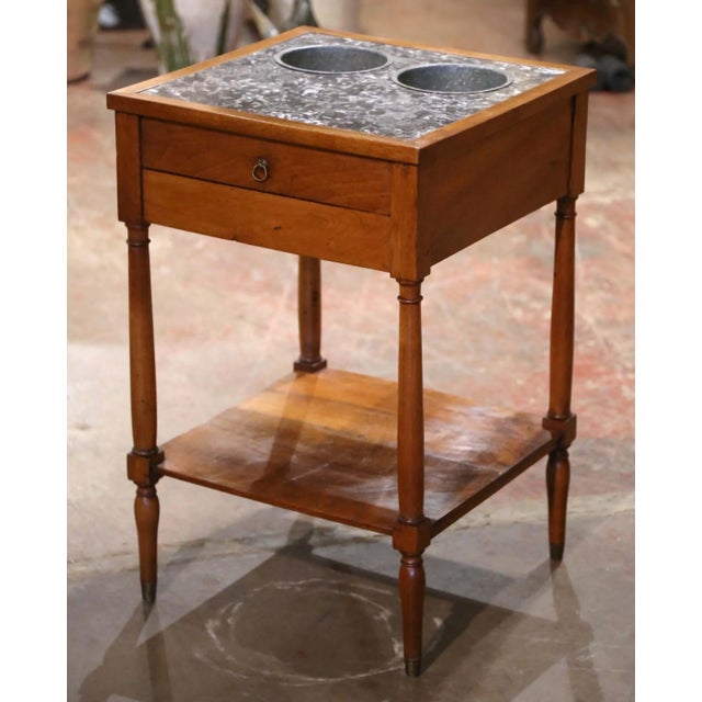 Mid 19th Century 19th Century French Louis Philippe Walnut Rafraîchissoir With Marble Top For Sale - Image 5 of 11
