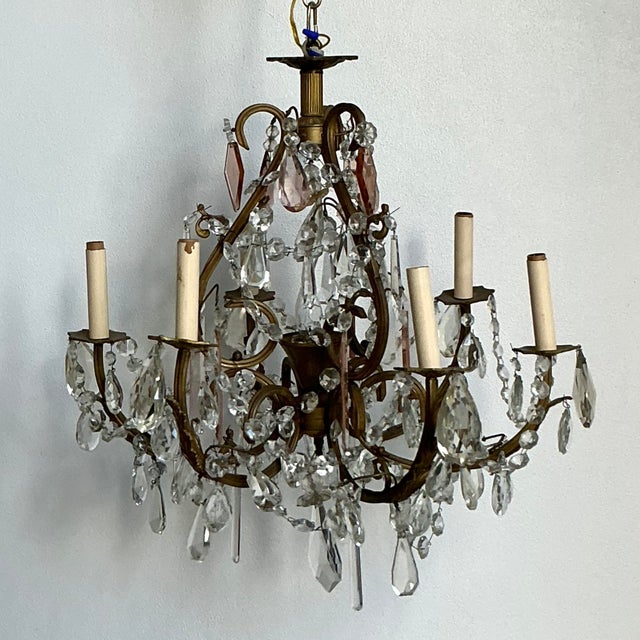 Vintage Regency Amethyst Cut Crystal Chandelier For Sale - Image 4 of 7