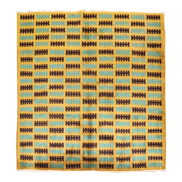 Mid 20th Century Turkish Art Deco Square Rug For Sale