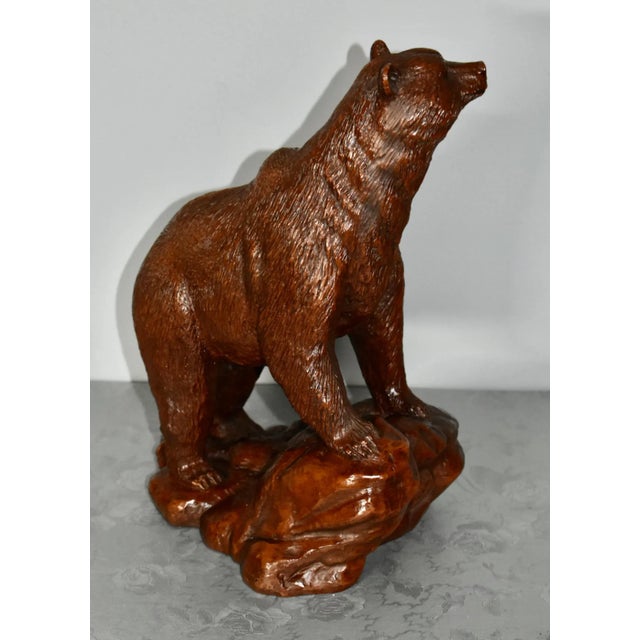 1980s Handcrafted Grizzly Bear Sculpture Figurine Red Mill 1988 For Sale - Image 5 of 12