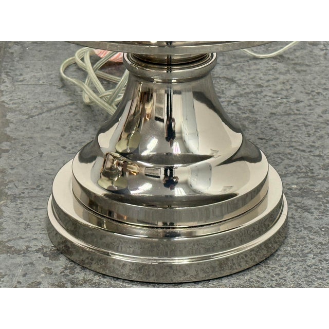 Polished Nickel Sculptural Table Lamps, Pair For Sale - Image 10 of 12