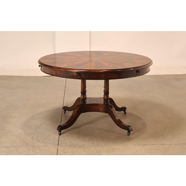 Theodore Alexander Regency Style Flame Mahogany Round Expanding Dining Table For Sale - Image 14 of 18