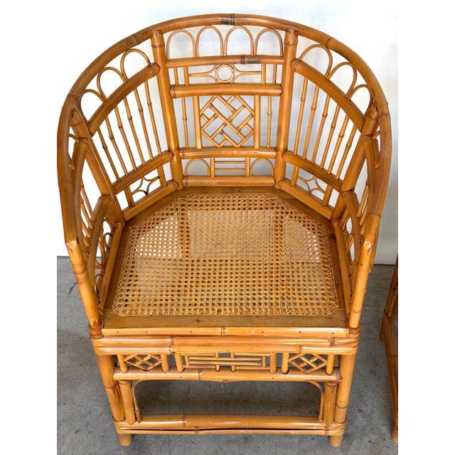 Pair of Brighton Pavilion Revival Bamboo, Rattan and Caned Armchairs, Circa 1970 For Sale - Image 4 of 14