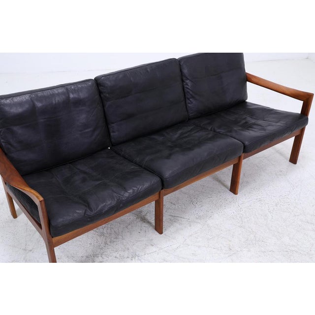1960s Mid-Century Leather and Teak Sofa by Illum Wikkelsø for Niels Eilersen / Musterring, 1960s For Sale - Image 5 of 18