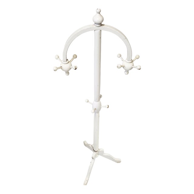 Vintage Sputnik Coat Rack in White Lacquered Wood, 1950s For Sale