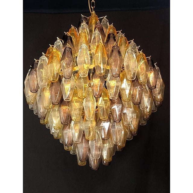 Glass Pear-Shaped Chandelier with Multicolored Polyhedron Glass, 1962 For Sale - Image 7 of 11