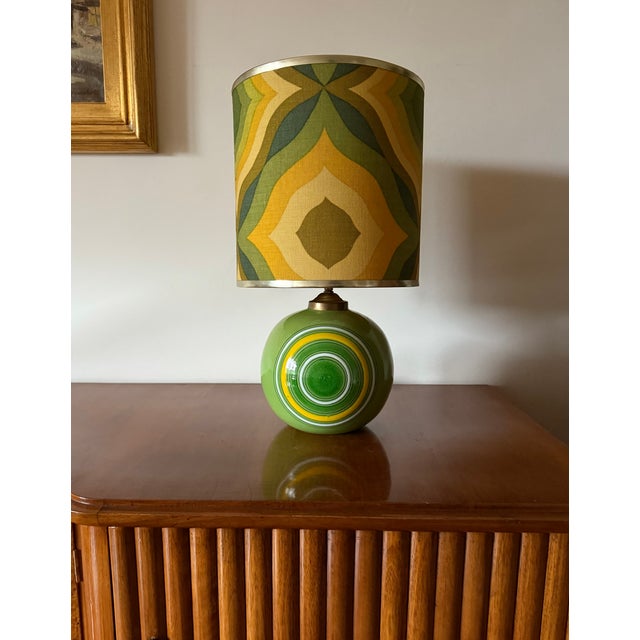Green Space Age Green Ceramic Table Lamp, Italy 1960s For Sale - Image 8 of 15