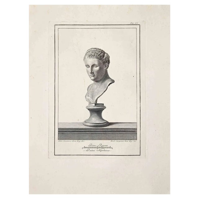 Unknown, Ancient Roman Bust, Original Etching, 18th Century For Sale