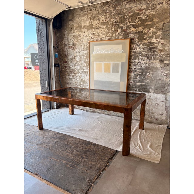 Metal Paul Evans-style Smoked Glass Table For Sale - Image 7 of 9