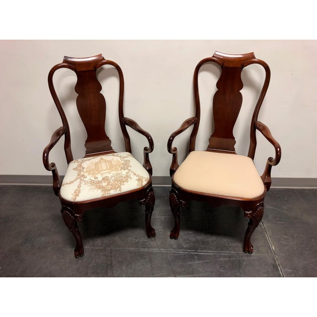 Solid Mahogany Queen Anne Dining Captain's Arm Chairs Pair Chairish