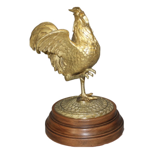 Sculpture Representing a Rooster in Gilded Bronze, Late 19th Century For Sale