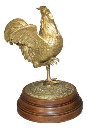 Sculpture Representing a Rooster in Gilded Bronze, Late 19th Century