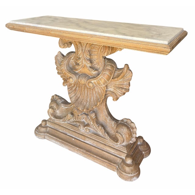19th Century Antique Bleached Walnut Regency Style Marble Top Console Table For Sale - Image 5 of 7