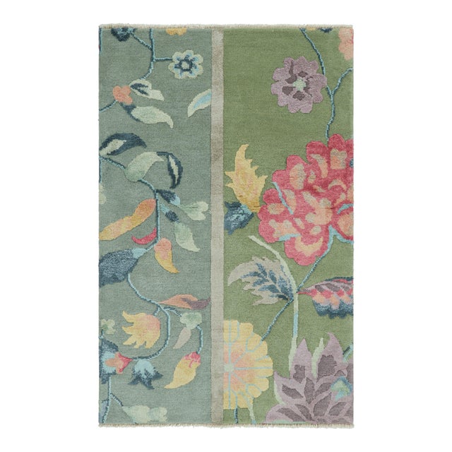 Rug & Kilim’s Chinese Art Deco Style Rug With Colorful Floral Patterns For Sale