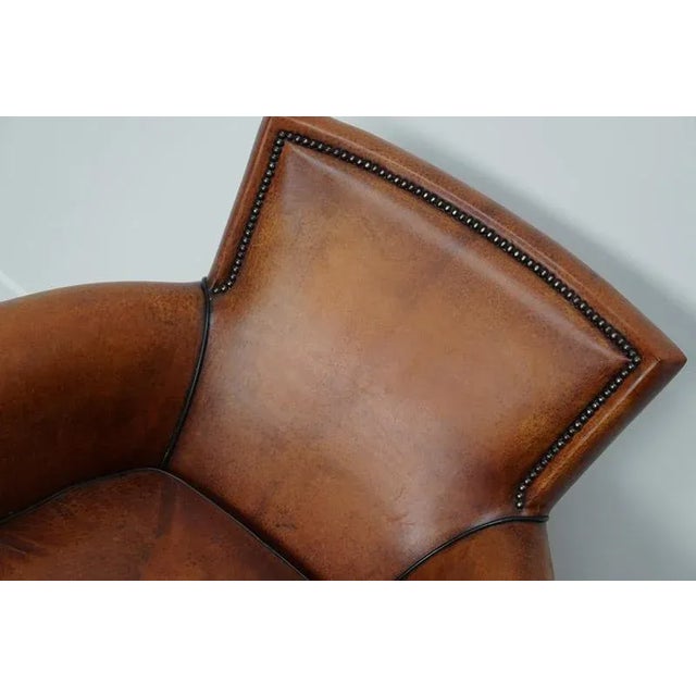 Vintage Dutch Club Chair in Cognac Colored Leather For Sale - Image 13 of 14