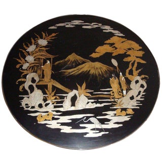 Trouvailles Gold and Silver Leaf Asian Style Table For Sale