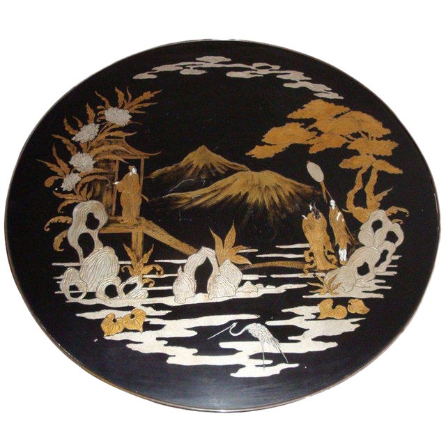 Trouvailles Gold and Silver Leaf Asian Style Table For Sale