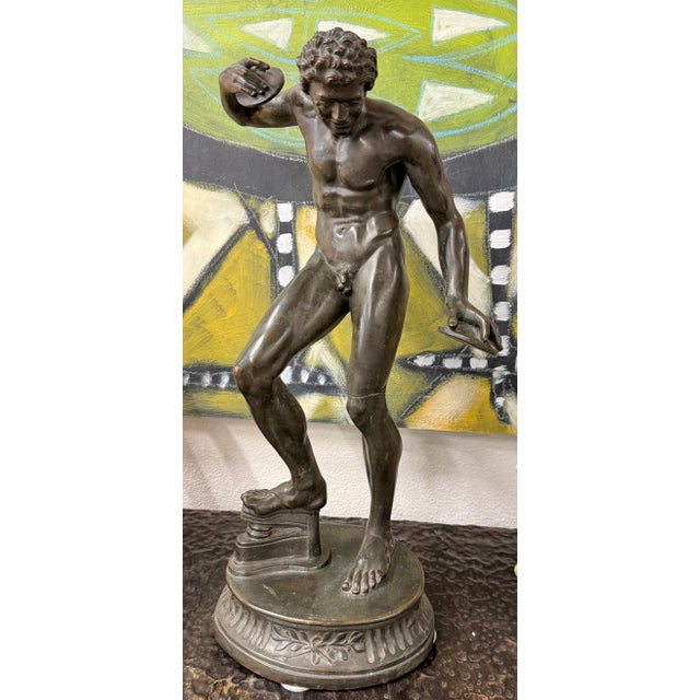 19th Century Grand Tour Neo Classical Bronze of Dancing Faun with Cymbals For Sale - Image 12 of 18