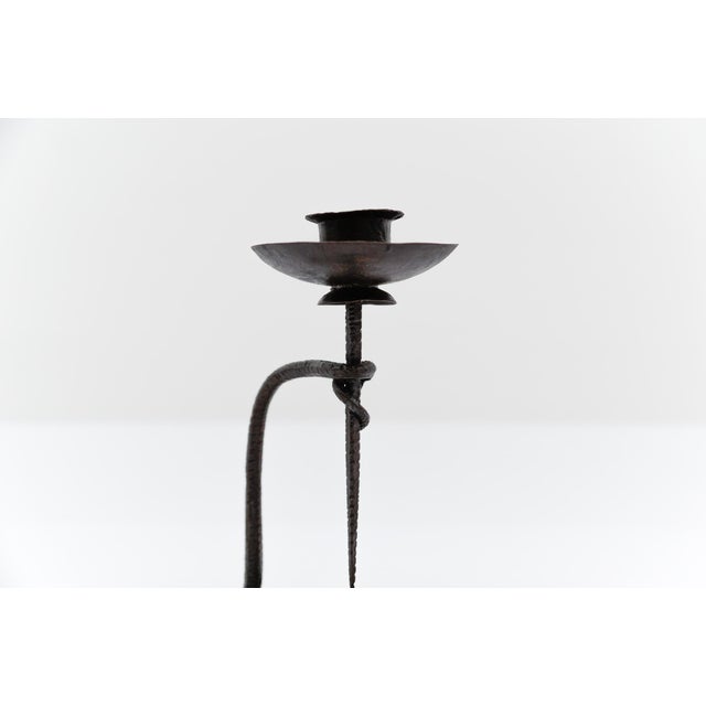 Hand-Forged Iron Snake Design Sculpture Candleholder, 1960s For Sale - Image 12 of 13