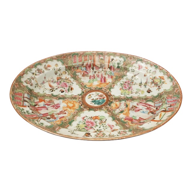 Mid 19th Century Antique Chinese Porcelain Oval Tray Palace Size For Sale