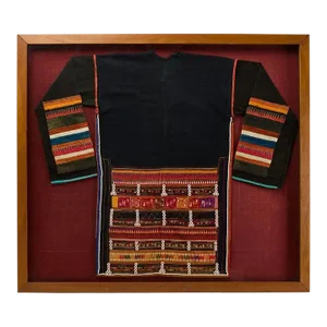 Framed Antique Red Dao Textile