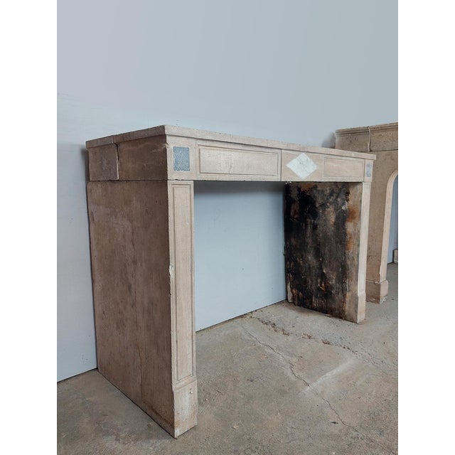 Antique French Burgundian Stone Fireplace with Marble Inlays For Sale - Image 9 of 18