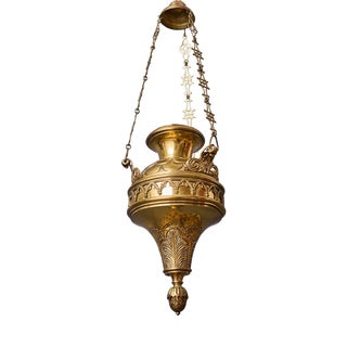 Neo-Gothic Hanging Temple Oil Lamp For Sale