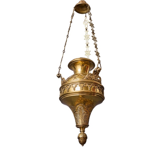 Neo-Gothic Hanging Temple Oil Lamp For Sale