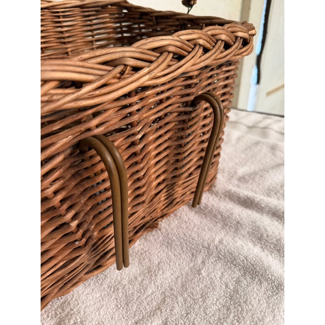 Vintage Wicker French Market Basket With Bicycle Mount & Carrying Handle For Sale - Image 4 of 12